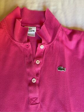 Lacoste Women’s Pink Polo Shirt with Crocodile Logo (size 44/medium)
